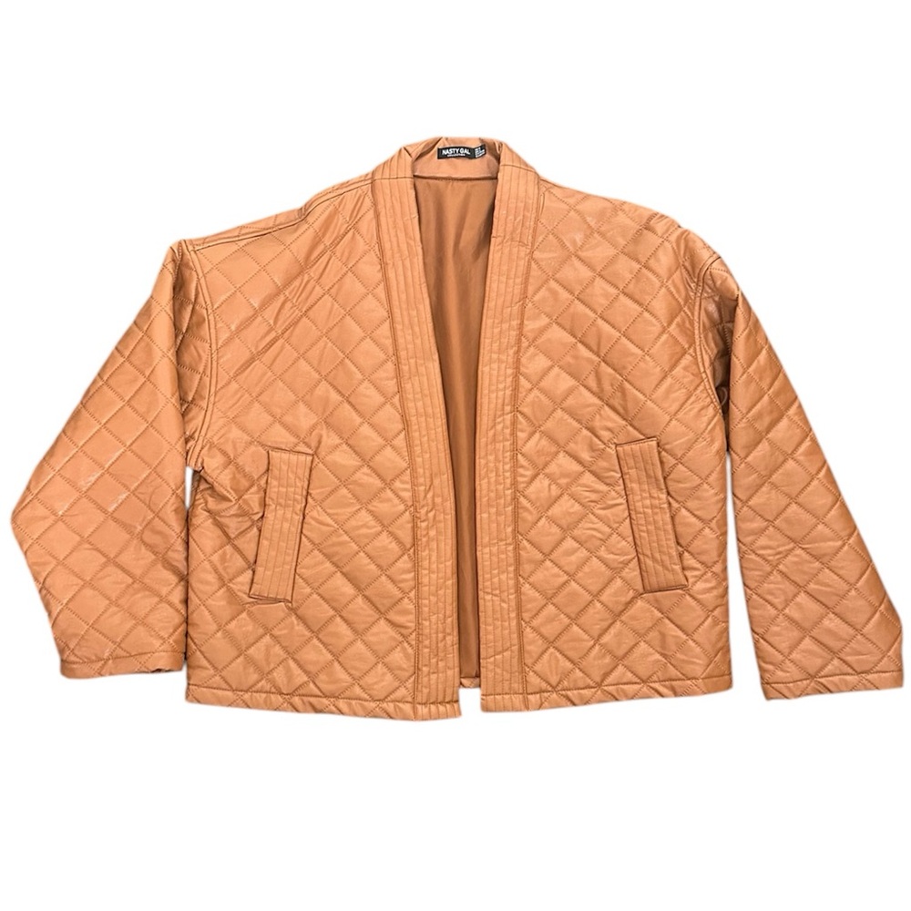 Nasty Gal Faux Leather Quilted Oversized Relaxed Jacket